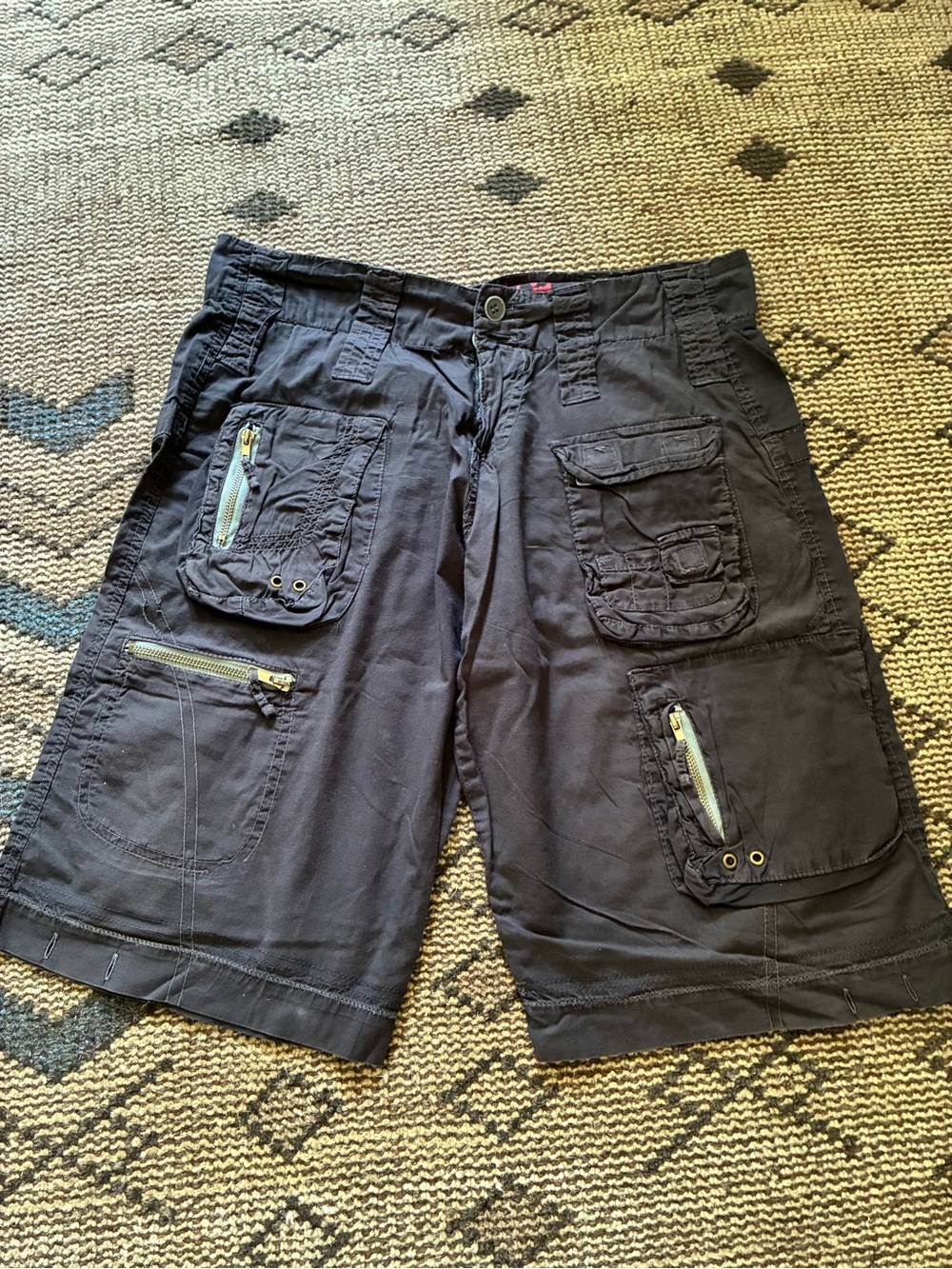 Johnny Was Black Cargo Shorts with Utility Pockets